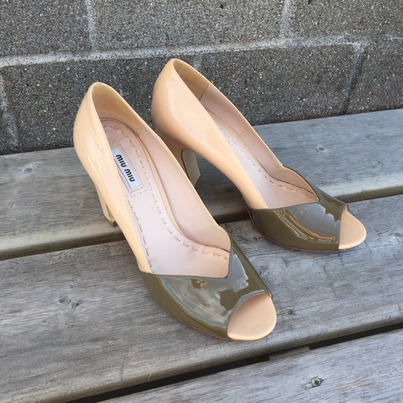 Miu Miu Patent Leather Peep Toe Heeled Shoes Size 38.5 - Picture 12 of 13